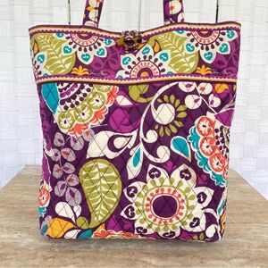 Vera Bradley Purple Floral Quilted Tote with Multicolor Accents